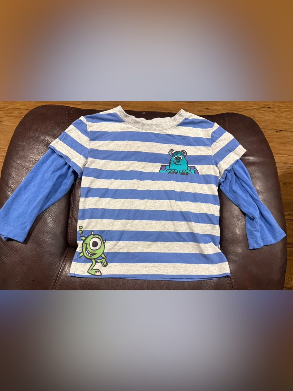 Little Sleepies Blue & Gray Striped Disney Monster Inc Tee Play Collection 2T